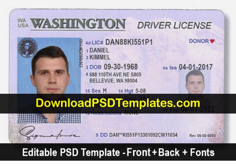 washington state driver license templates